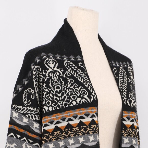 FUZZI Nordique Cardigan Wool Geometric Jacquard Multicolor Print Size M - Picture 3 of 8